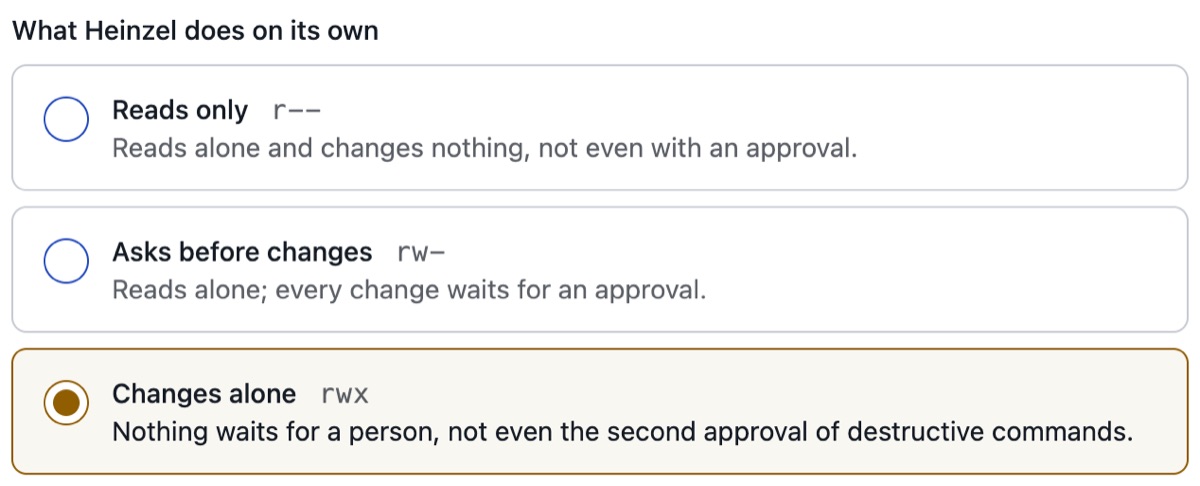 The rights page of a person: rights as sentences with the three answers as it stands, yes and no